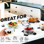 Razab 30 unidades de recipientes de vidrio para almacenamiento de alimentos con tapas - Recipientes reutilizables de vidrio para preparación de comidas para almuerzo y sobras - Tapas herméticas y a