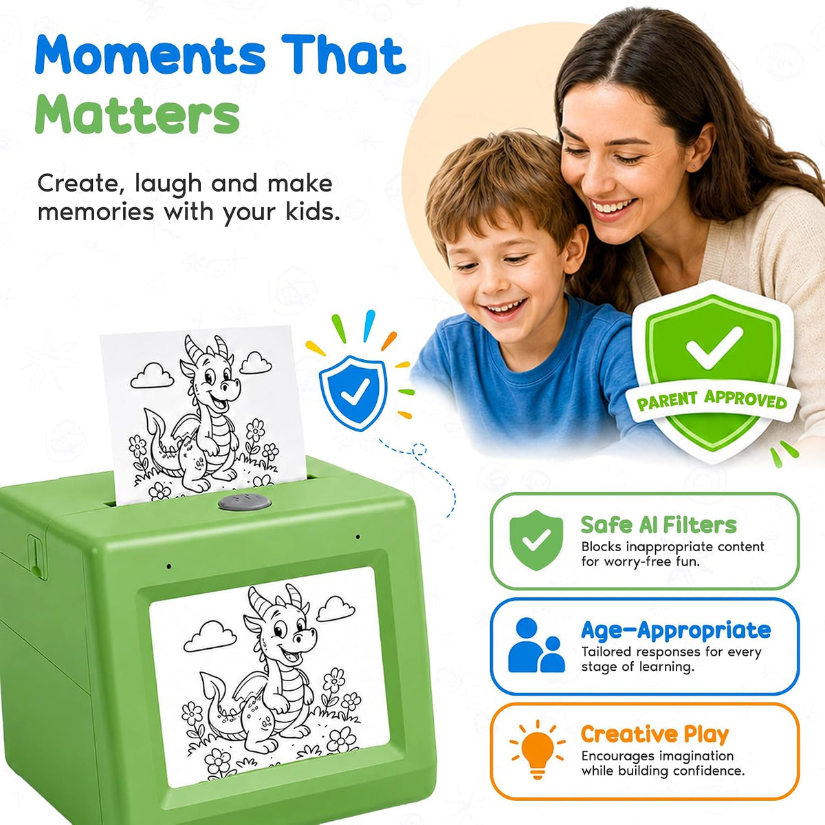 PixiPrint AI - Impresora de calcomanías para niños, juego de dibujo y