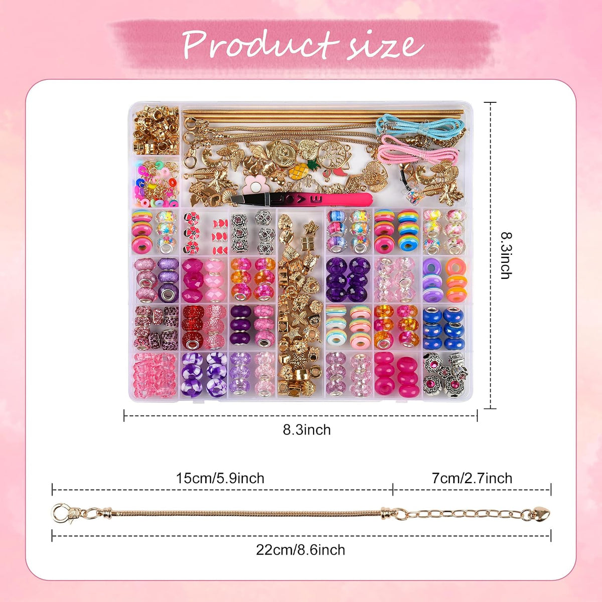 Uniartfy Kit de fabricación de pulseras con dijes, 305 piezas de suministros para niñas de 8 a 12 años, regalos de cumpleaños, manualidades para adolescentes, mujeres, niños de 5, 6, 7, 8, 9, 10, 11, 12 años, con caja organizadora