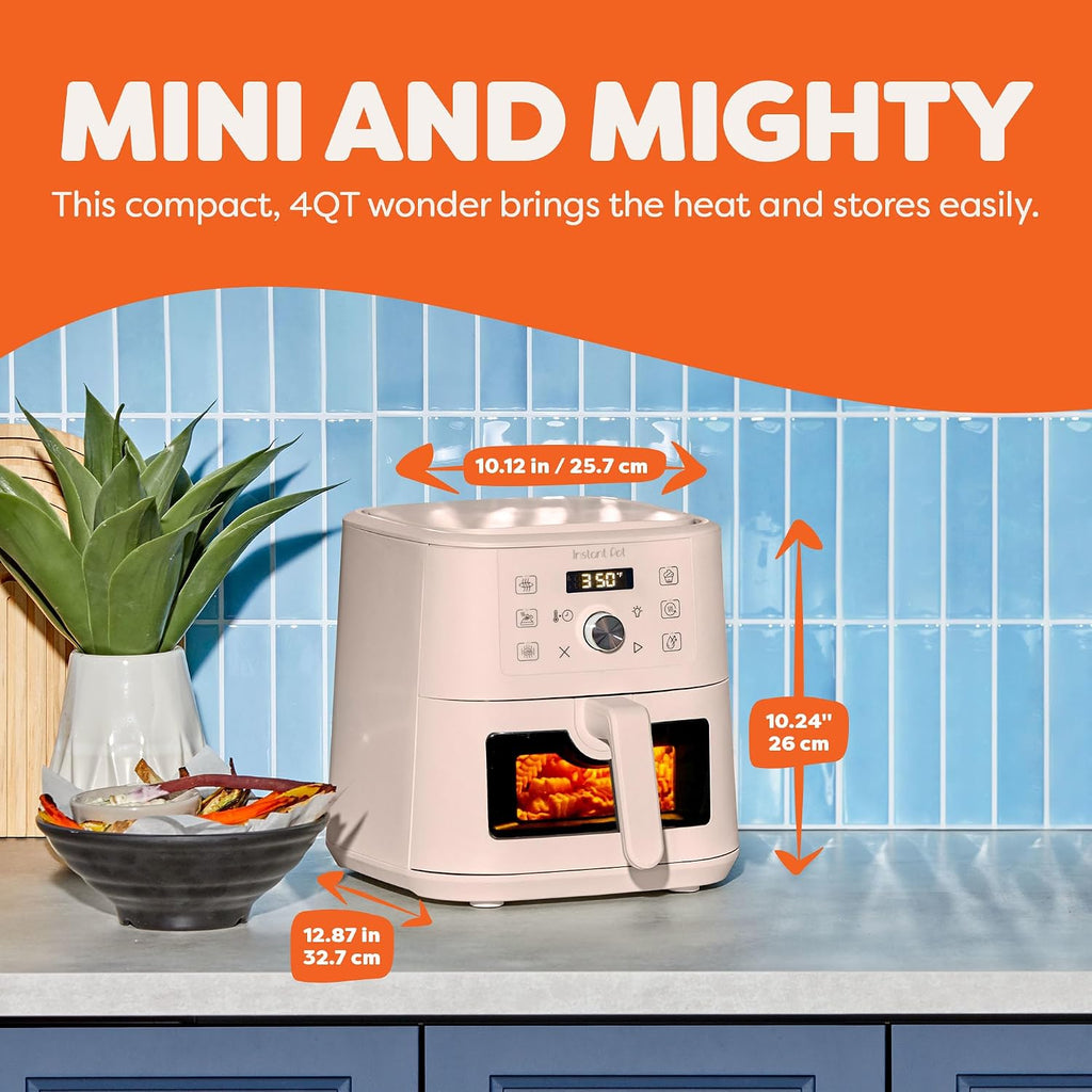 Instant Pot 4Qt VORTEX - Mini freidora de aire 6 en 1, opciones de programa personalizadas, freír al aire, asar, asar, deshidratar, hornear, recalentar, agua de rosas, 4 cuartos