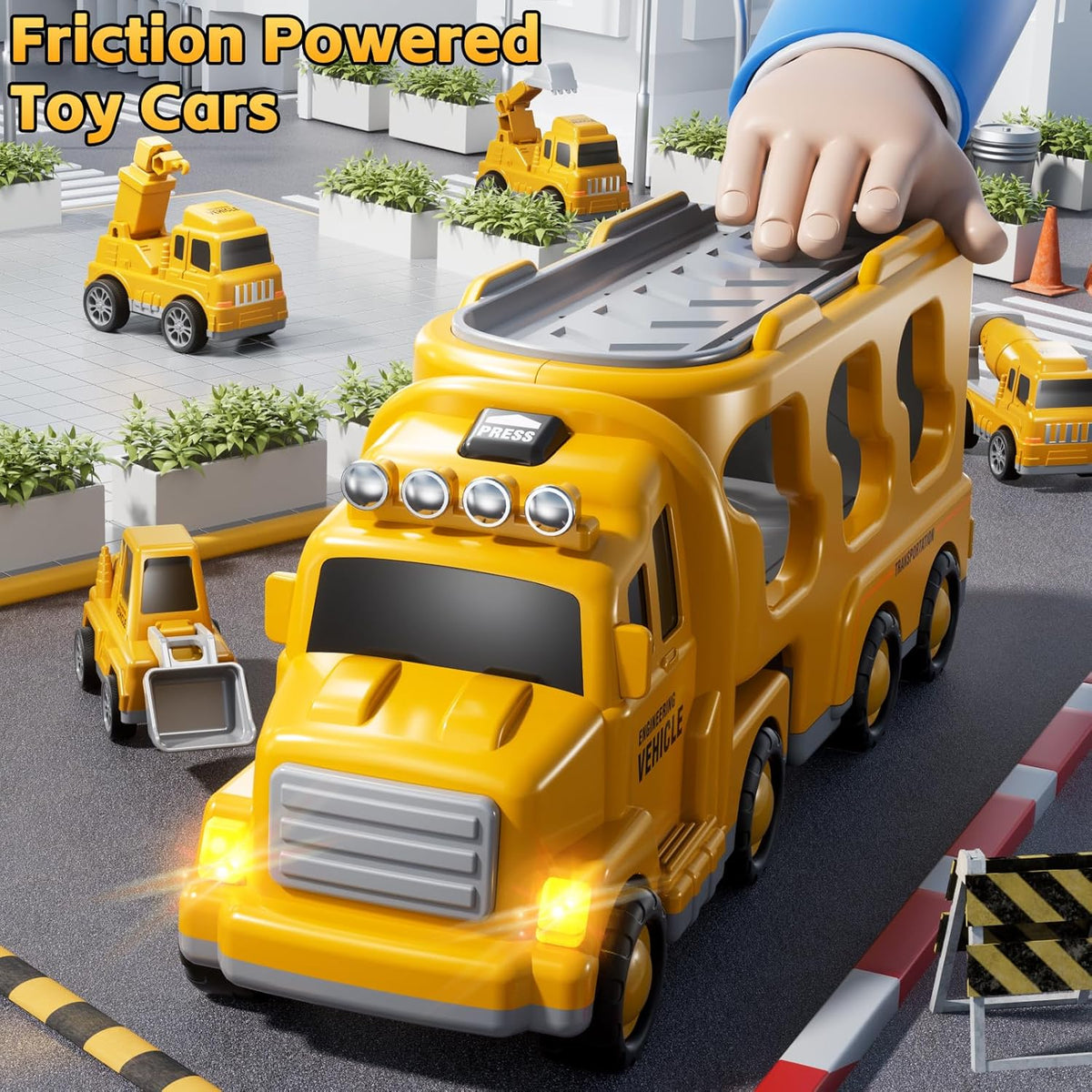 KIZONLY Camiones de construcción de juguetes para niños de 2, 3, 4,...