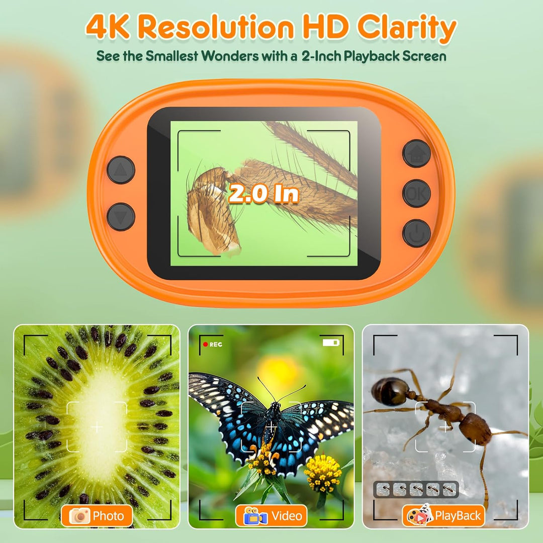 Microscopio de mano 1000X para niños pantalla 4K de 20
