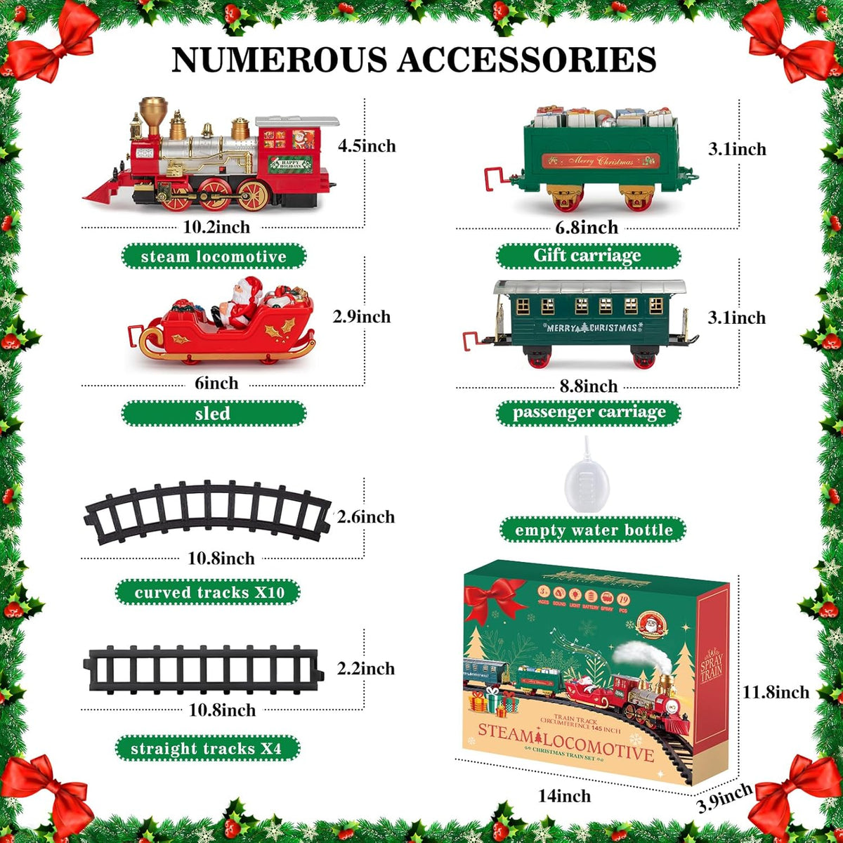BainGesk Juego de tren de Navidad con vapor luz y sonidos