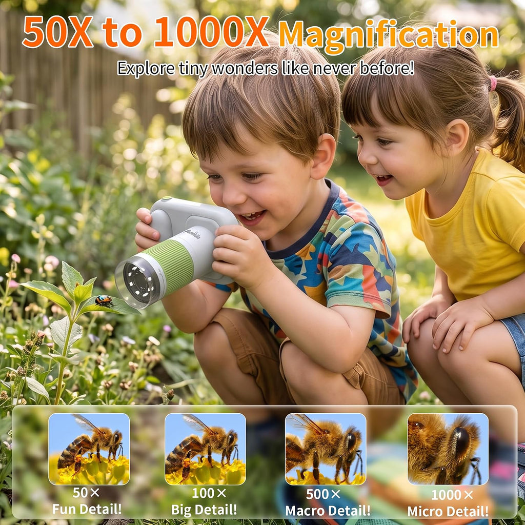 Microscopio para niños, 2.4" HD 1080P y 1000X juguete STEM
