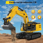 18.1" RC Excavator Toy para Boys, 1:18 Remote Control Construction Vehicle
