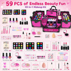Kit de 59 juguetes de maquillaje para niñas, no tóxico, juego de simulación
