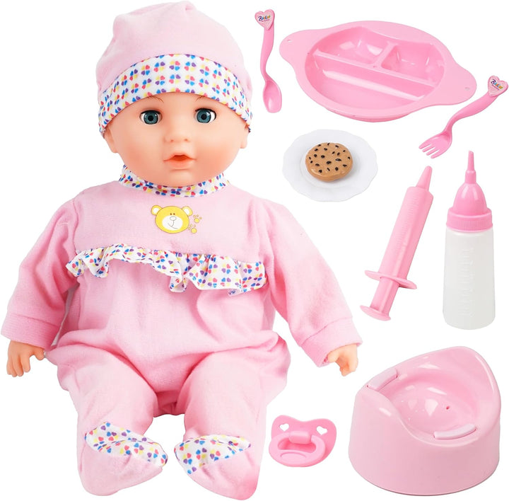 SMILESSKIDDO Muñeca de bebé interactiva Rosa - Muñeca de 16 Pulgada...