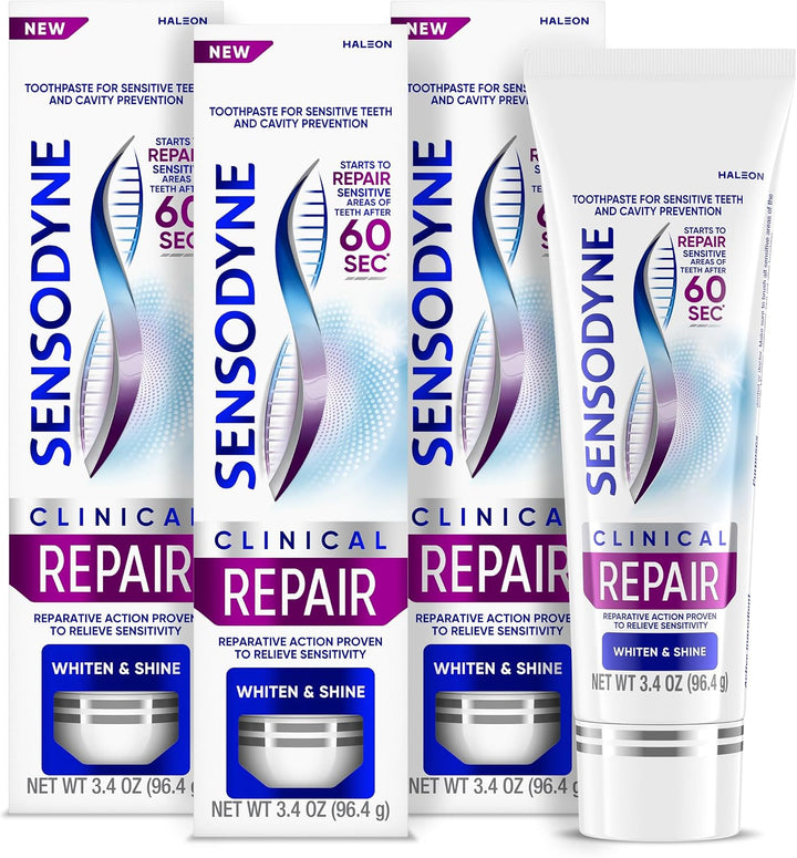 Pasta dental Sensodyne Clinical Repair Whiten &amp; Shine para aliv...