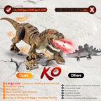 Juguetes de dinosaurio con control remoto para niños, juguetes de dinosaurio robot grandes con cabeza que se balancea 360° y rociador, dinosaurio T-Rex realista que camina y ruge, juguete de