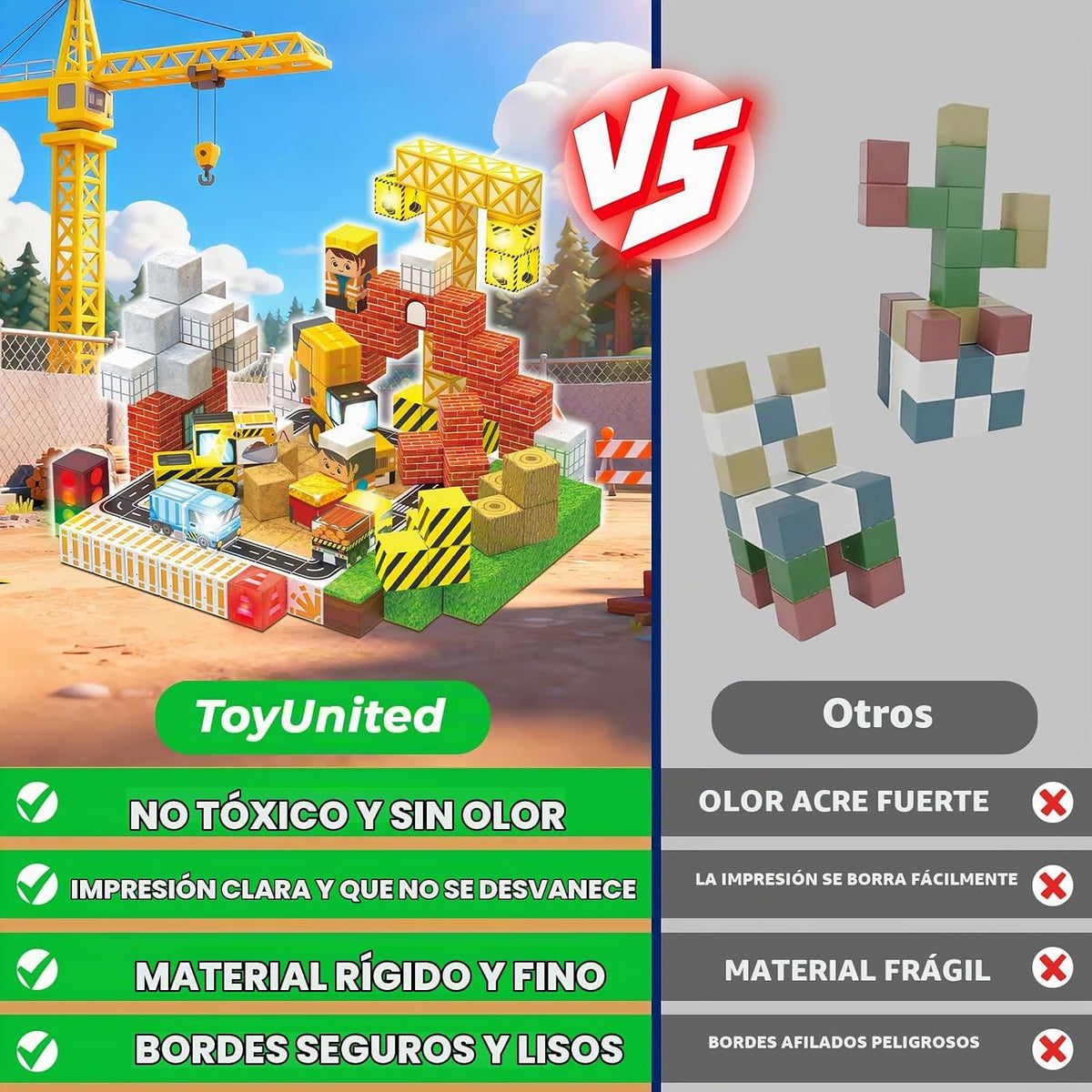 ToyUnited - 200 bloques magnéticos iluminados, bloques de construcción magnéticos, apilables, temática de construcción, STEM Montessori sensorial, regalos de cumpleaños, juguetes para niños y niñas de 3 a 12 años