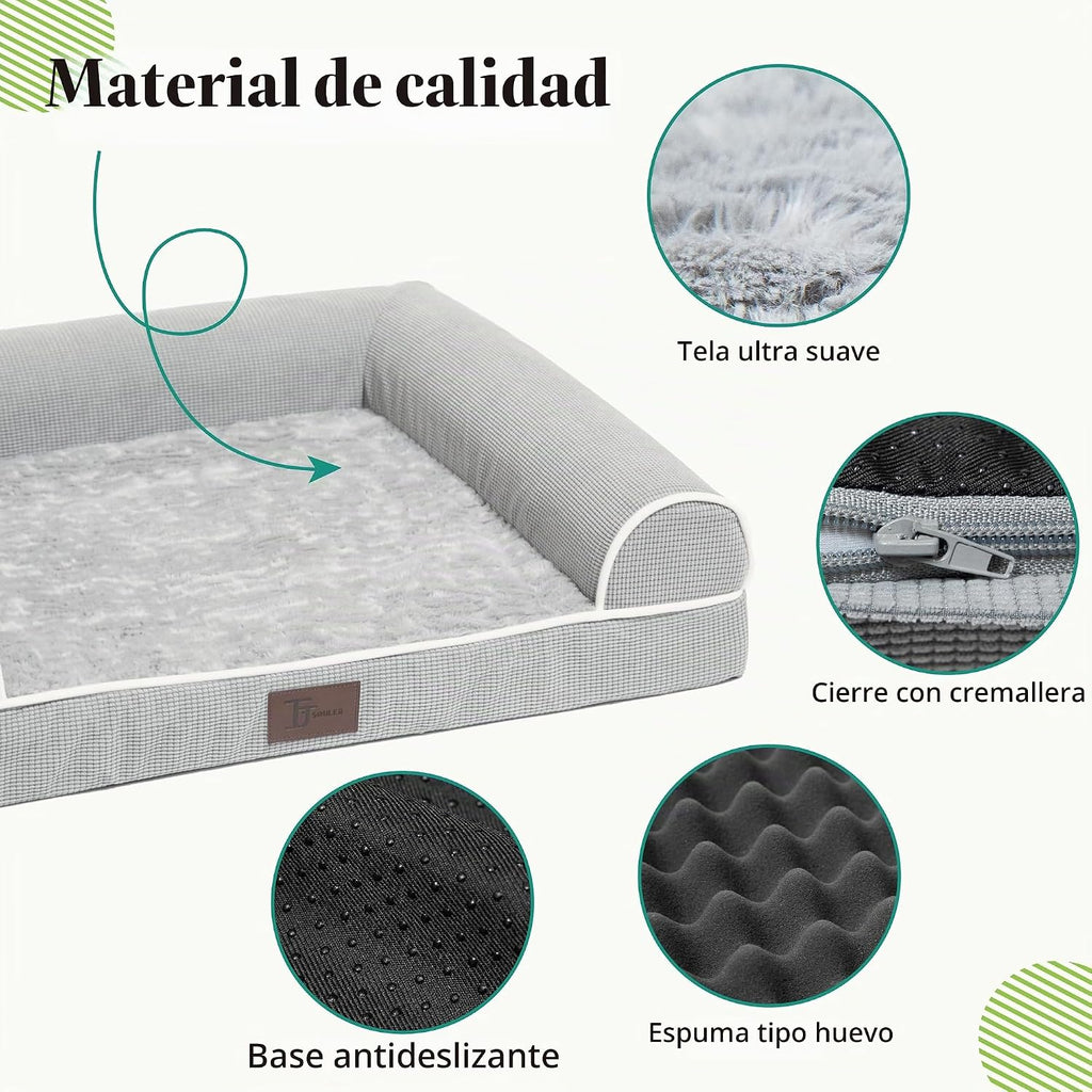 Camas ortopédicas para perros grandes, tapete de espuma para mascotas forrado impermeable con funda extraíble y lavable y parte inferior antideslizante, sofá cama para perros