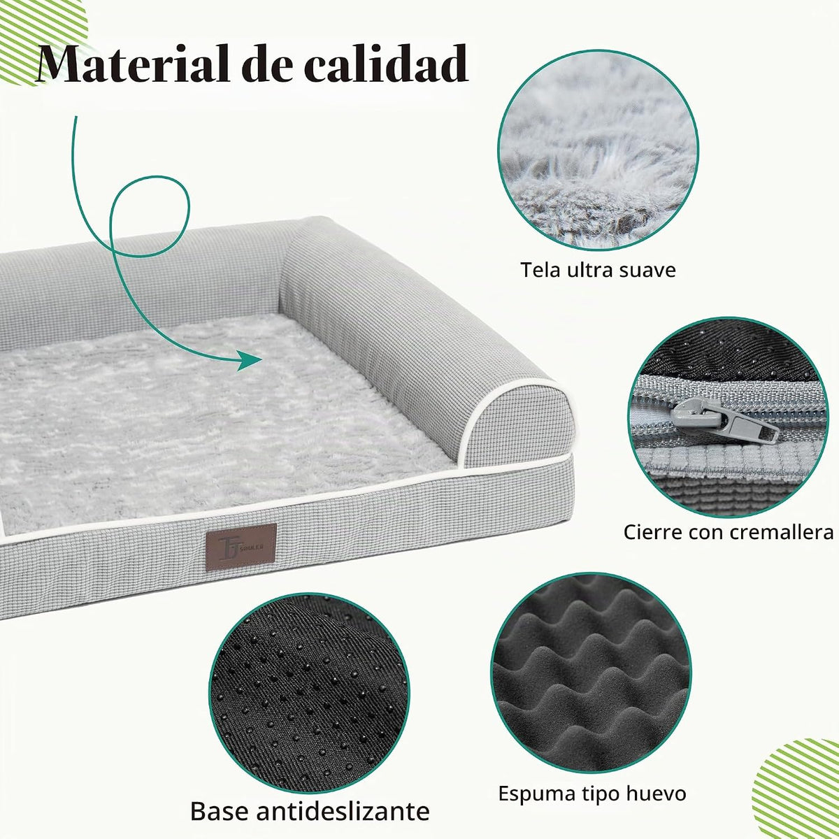 Camas ortopédicas para perros grandes, tapete de espuma para mascotas forrado impermeable con funda extraíble y lavable y parte inferior antideslizante, sofá cama para perros