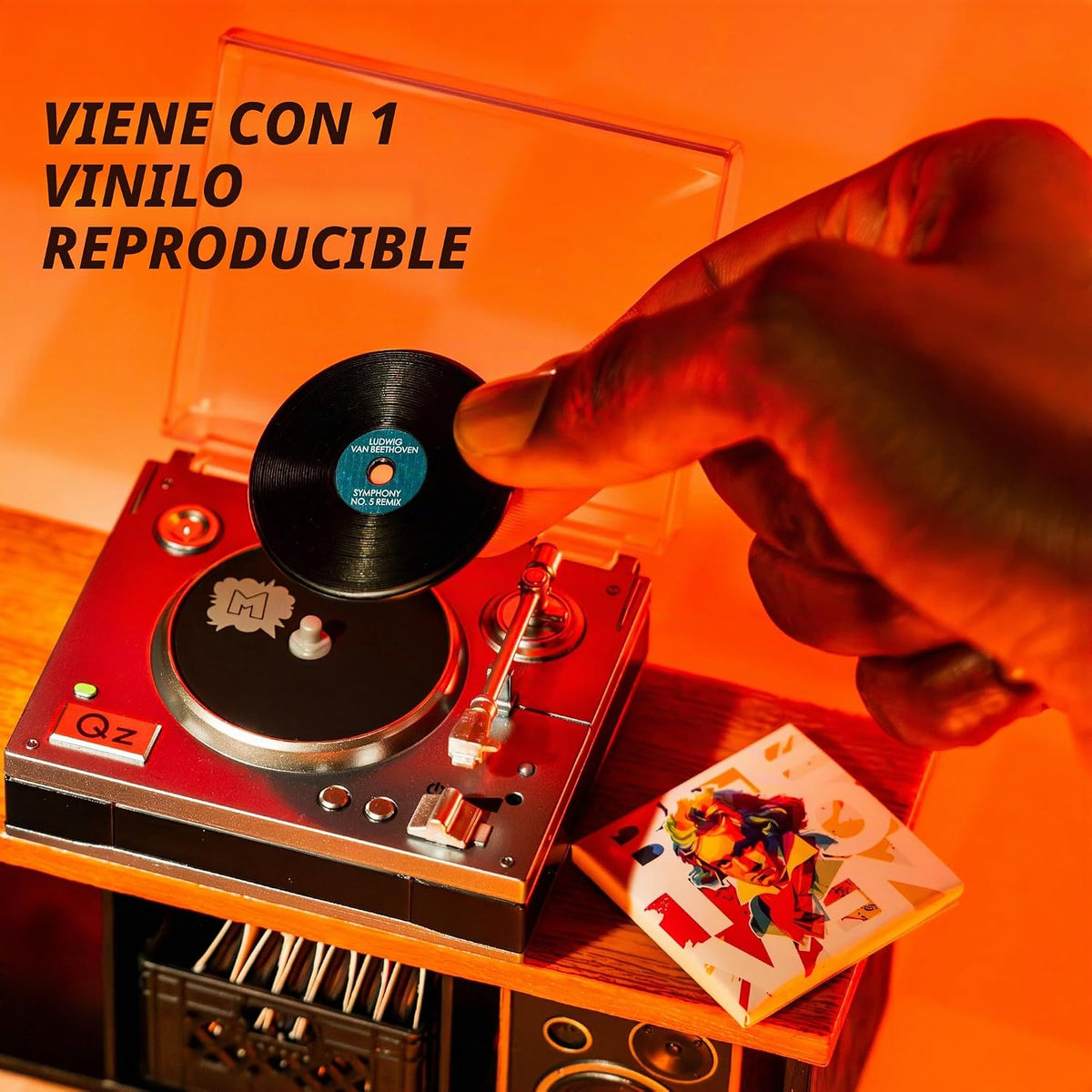 MGA's Miniverse Tocadiscos de música real Mini coleccionables, mini tocadiscos jugable, coleccionistas, regalo, Beethoven