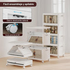 Bandejas de almacenamiento apilables con tapa, 208 QT de plástico para gabinete con ruedas