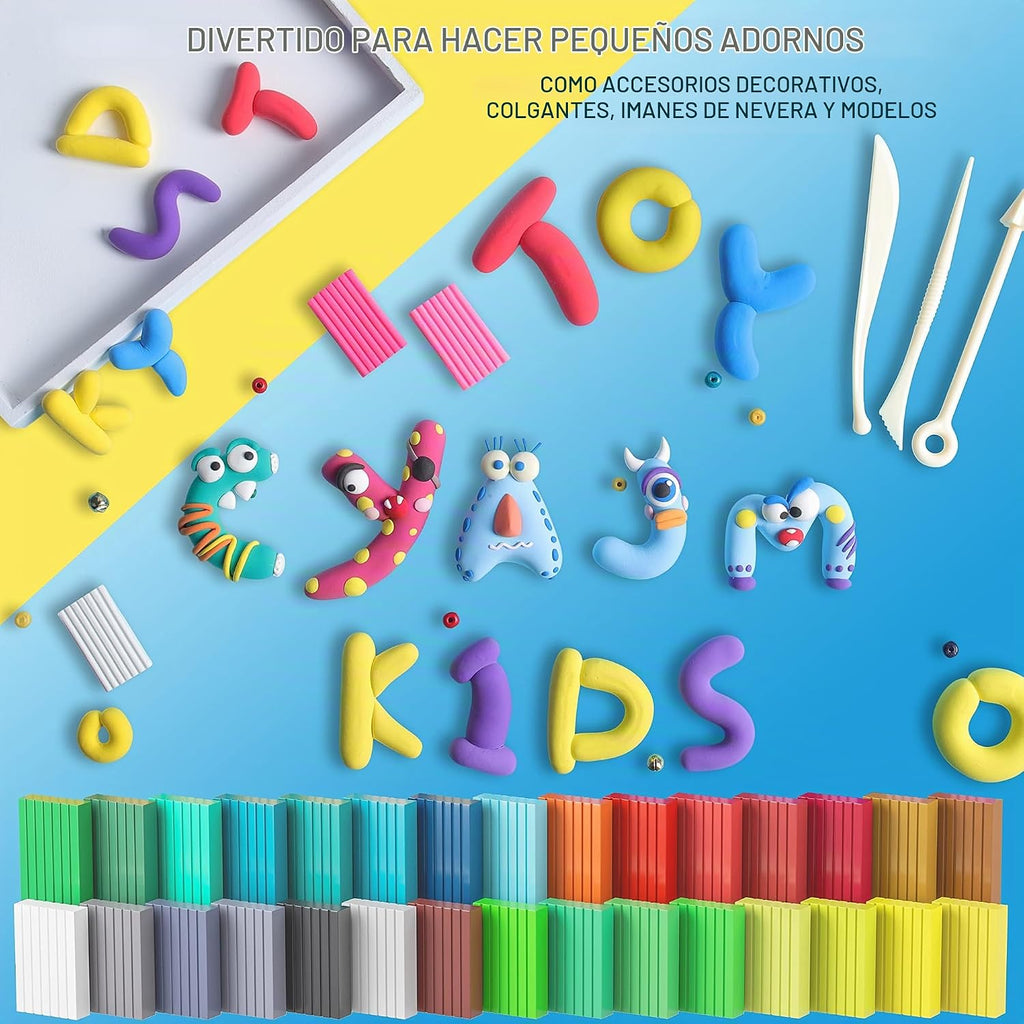 60 Colores Kit de Arcilla para Repostería al Horno, Individualmente Empacado