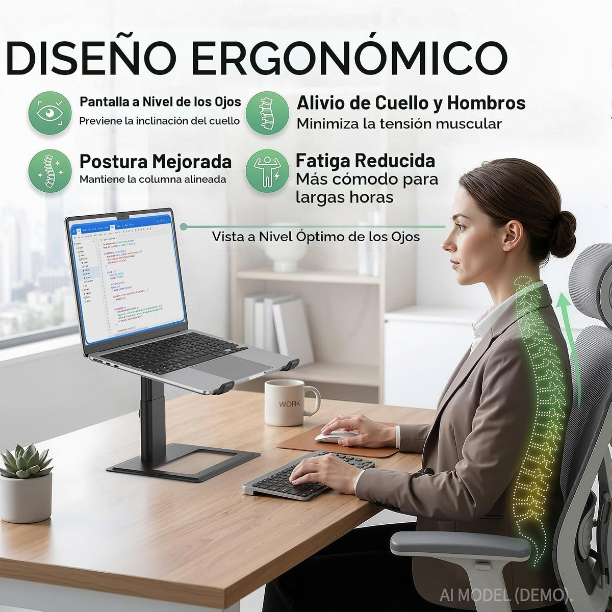 SOUNDANCE Soporte Ajustable para Laptop, Elevador de Aluminio, 10-17.3", Negro