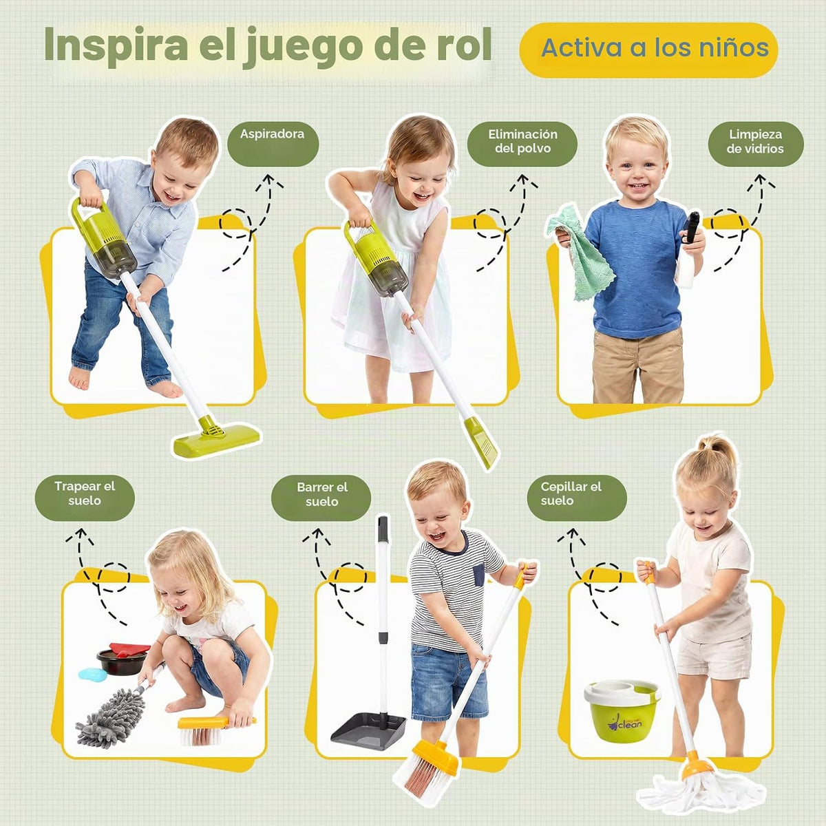 Dreamon - Juego de limpieza para niños, juego de limpieza de juguetes de 14