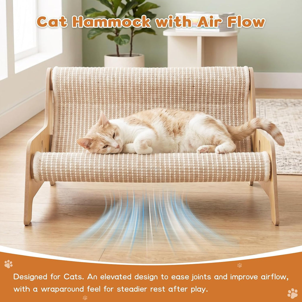 Sofá rascador grande de sisal para gatos de interior, muebles de tabla de