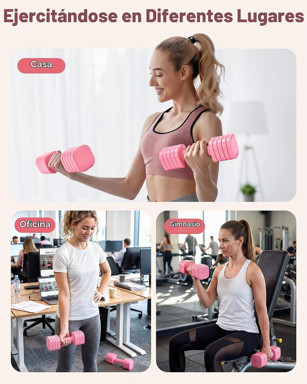 Juego de 2 mancuernas ajustables de 6 libras para mujeres en casa, ajuste rápido, con mango de goma suave de poliuretano termoplástico (TPU) para entrenamiento en casa, gimnasio, ejercicio
