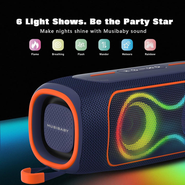 Musibaby Altavoz Bluetooth de 80 W, altavoz inalámbrico portátil co...