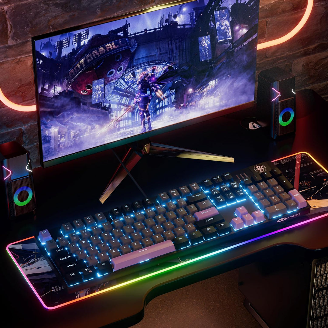 Teclado para juegos MageGee USB Twilight Púrpura con cable