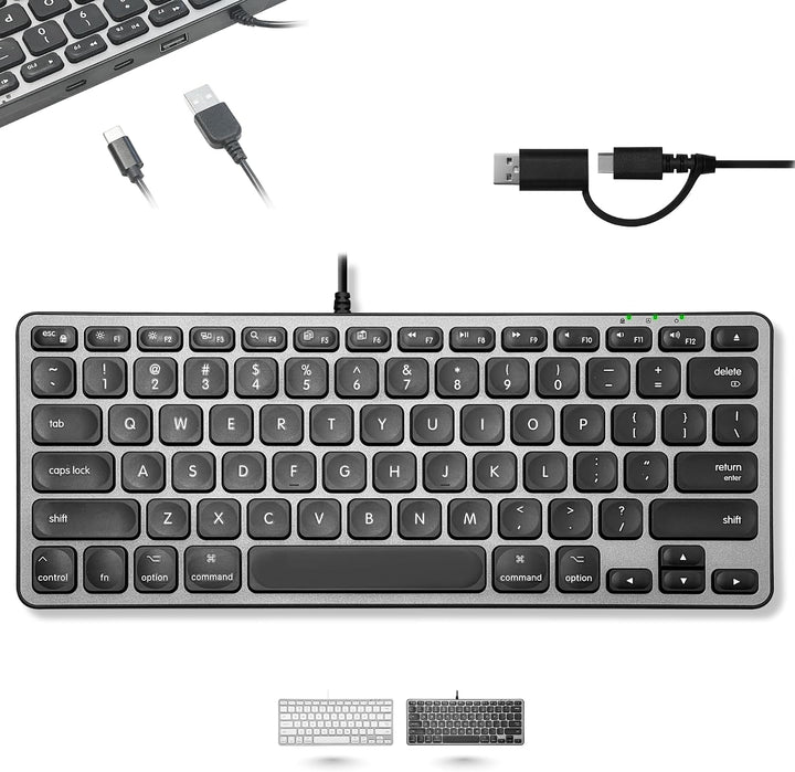 Macally Teclado con cable para Mac con concentrador USB (2 USBC \/...
