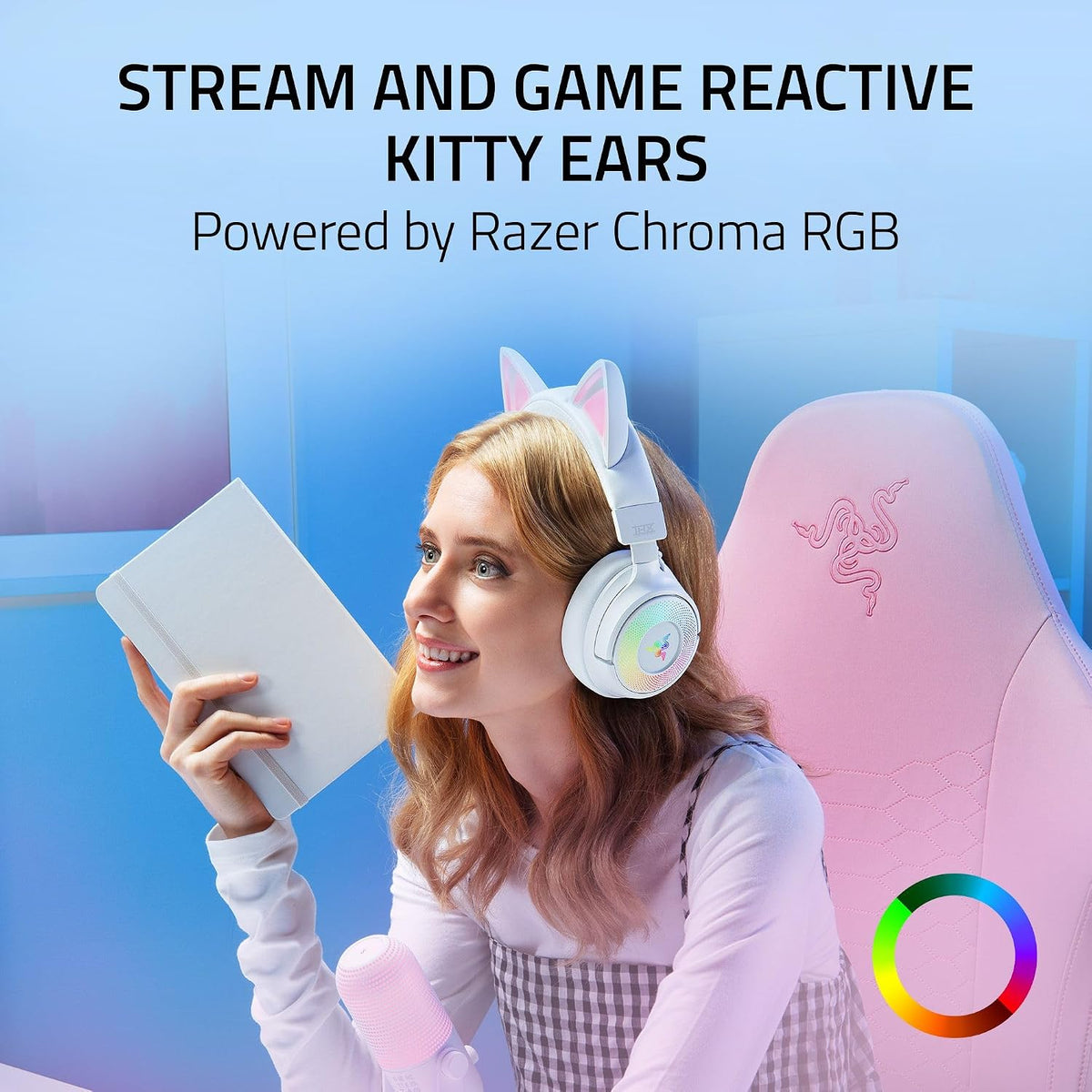 Auriculares inalámbricos Razer Kraken Kitty V3 Pro con RGB, Blanco