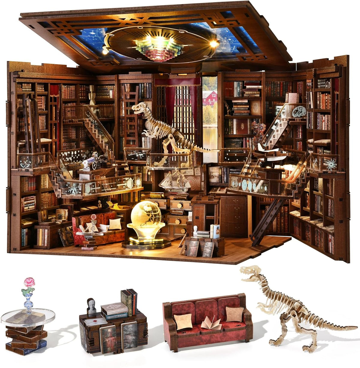 Beyond Library Max - Kit de rincón de libros en miniatura, casa de muñecas