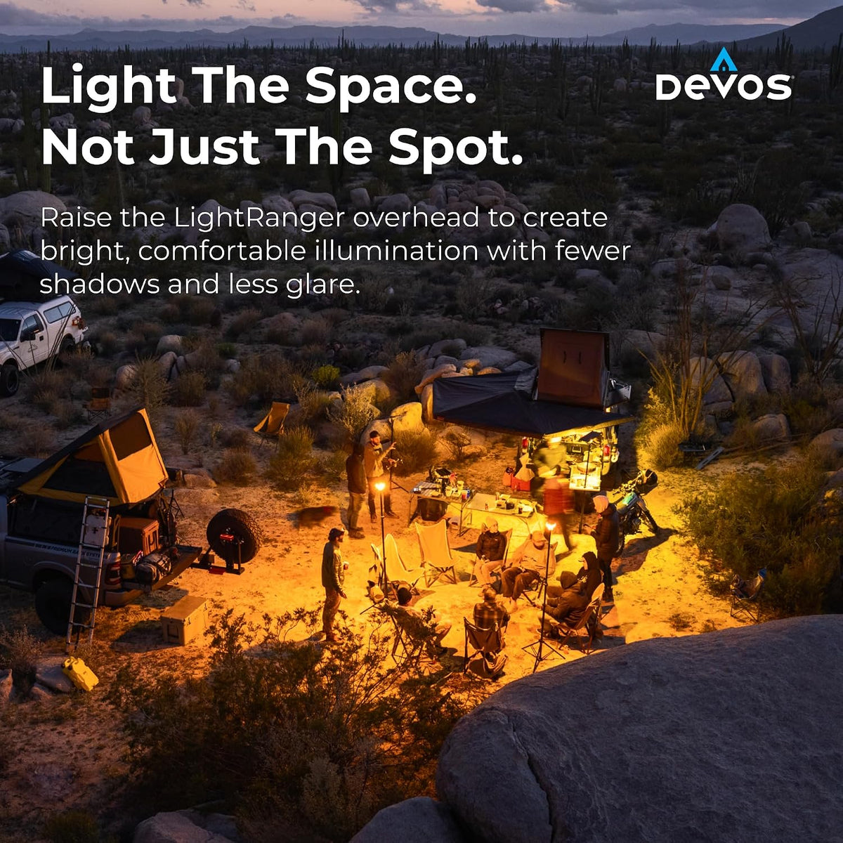 Lámpara Luz de campamento telescópica LightRanger 1200, 9 pies de alto con 1200 lúmenes, linterna LED recargable, hasta 80 horas de funcionamiento, 1 año de garantía, incluye funda de transporte