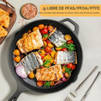 EWFEN Juego de 3 sartenes de hierro fundido, utensilios de cocina presazonados de calidad de chef profesional de alta resistencia, sartenes de 6, 8 y 10 pulgadas para freír, saltear y cocinar, usar en interiores y exteriores, horno, parrilla