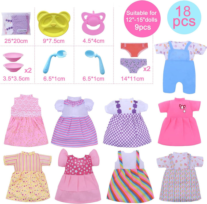Ropa de muñeca de bebé: se adapta a muñecas de 12, 13, 14, 15 pulga...