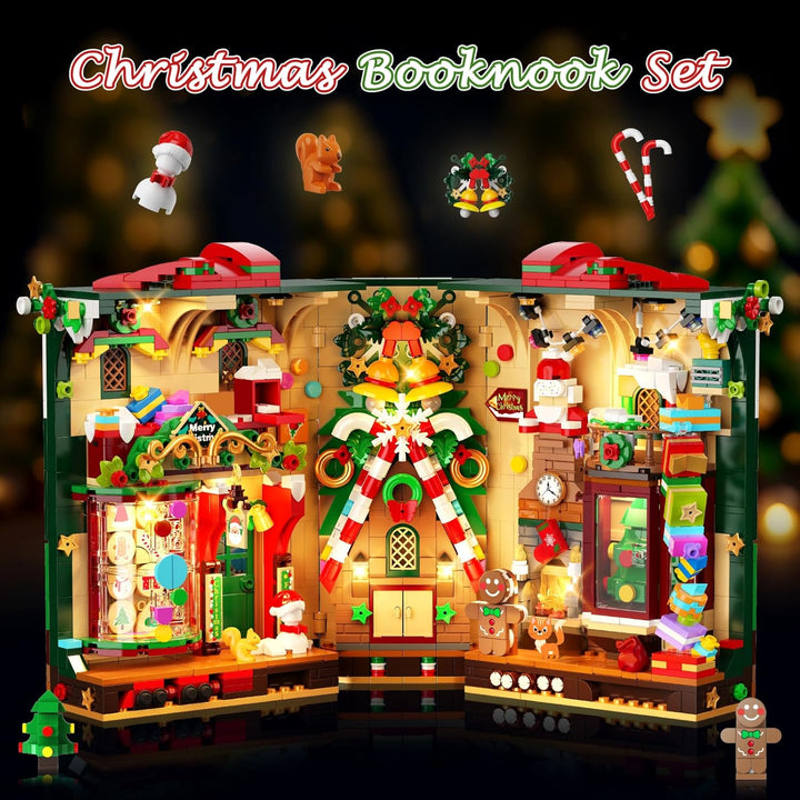 Juego de construcción de rincón de libro de Navidad con