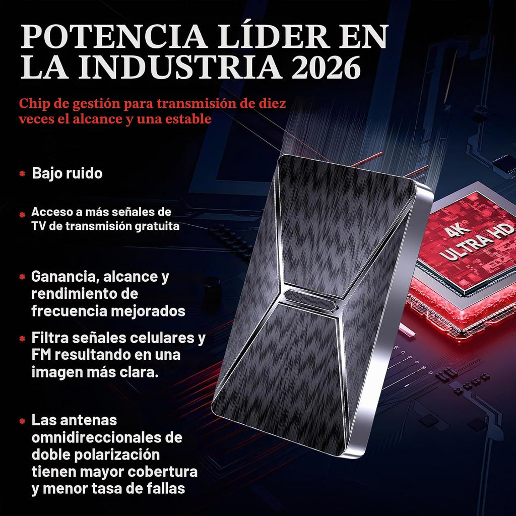 Antena de TV para interiores mejorada 2026 de hasta más de 6000 millas de