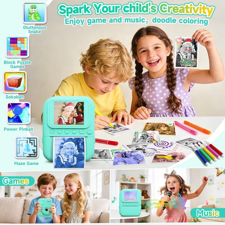 Cámara para niños con impresión instantánea para niños, juguetes de...