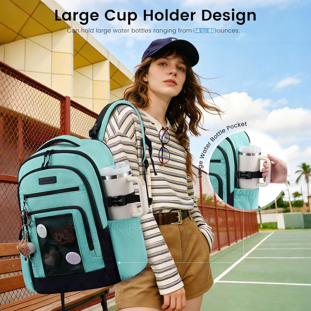 LOVEVOOK Mochila para laptop para mujer con portavasos grande, bols...