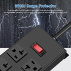 Regleta de Corriente de Servicio Pesado de 20 Amperios, Garaje 6 Tomacorrientes Metálicos Calibre 12 Protector contra Sobretensiones 3000J, Adaptador 5-15P de Alto Amperaje Taller 6-20R Ranura