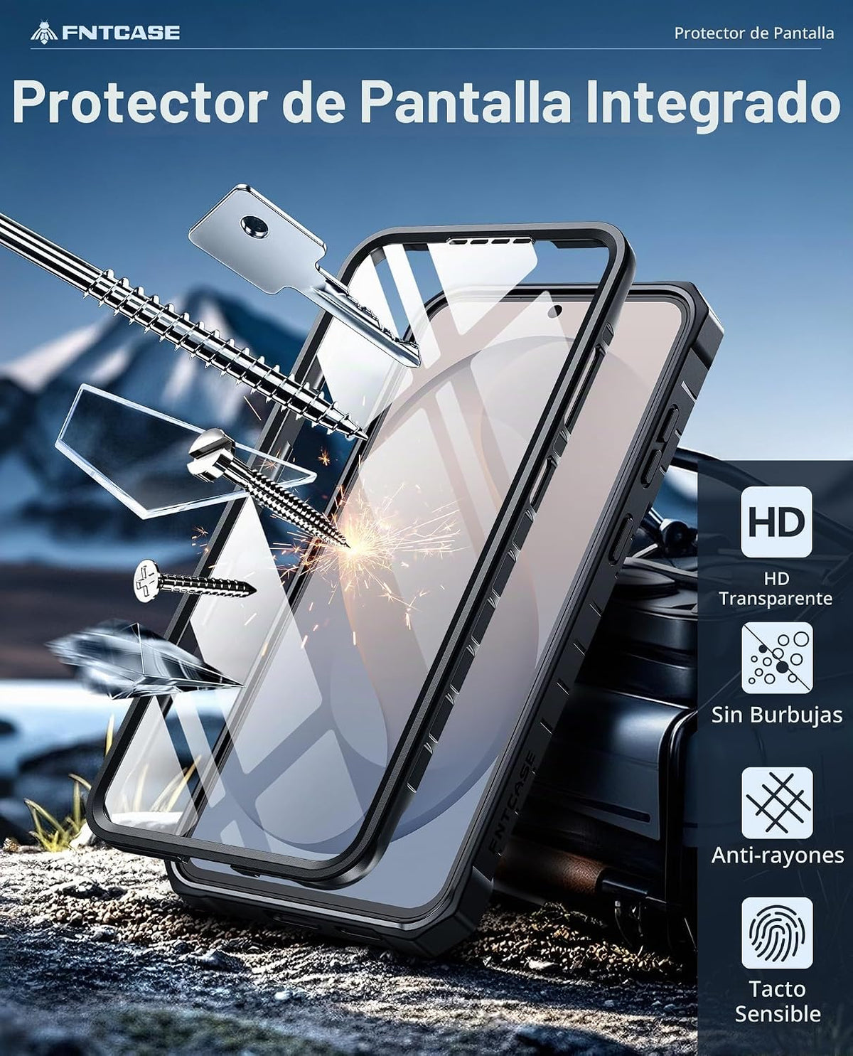 FNTCASE Funda para Samsung Galaxy S26 FE, protector de pantalla integrado