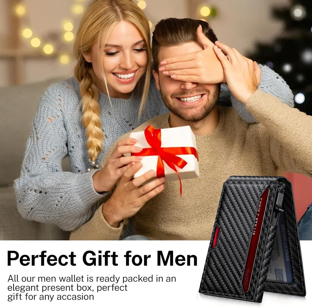 Meridova Cartera para hombres con clip para dinero, soporte delgado...