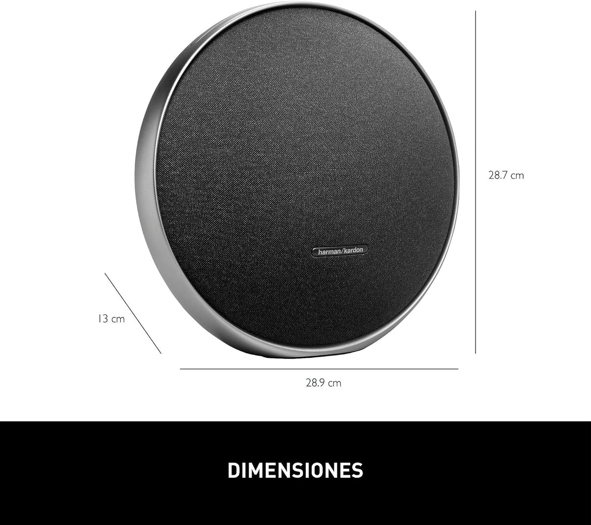 Harman Kardon Onyx Studio 9 - Altavoz portátil estéreo Bluetooth para el hogar con batería incorporada y carga USB, autoajuste y conexión de múltiples altavoces por Auracast - Negro