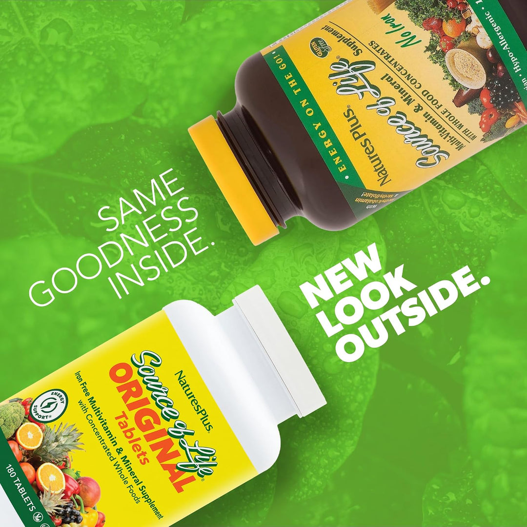 NaturesPlus Source of Life - Sin hierro - 180 tabletas - Suplemento...