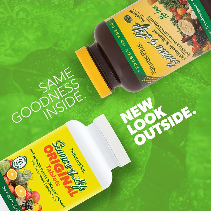 NaturesPlus Source of Life - Sin hierro - 180 tabletas - Suplemento...