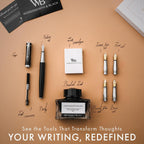 Wordsworth & Black Juego de regalo de pluma estilográfica, incluye botella de tinta, 6 cartuchos de tinta y un convertidor de recarga, 4 plumillas de repuesto, paquete premium, para diario, caligrafía