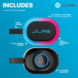 JLab, Partido pop, altavoz Bluetooth portátil, impermeable IP55, LE...