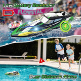 DEERC Barco RC de Alta Velocidad con Luces LED, 18.6 MPH Barco de C...