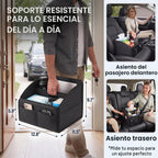 Organizador de Almacenamiento para Coche [ACTUALIZADO 2025] Cesta Caddy de Cuero para Coche para Piso del Asiento Delantero Asientos Traseros Mango de Metal 6 Compartimentos Hebillas de Correas