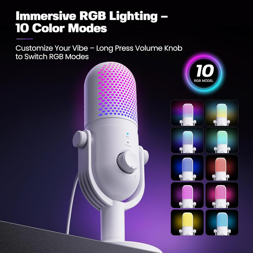 Micrófono USB para juegos de PC: Micrófono de condensador RGB para...