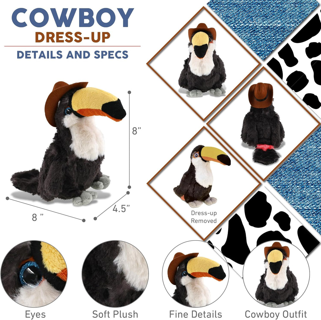 DolliBu Sombrero de vaquero de peluche de tucán súper