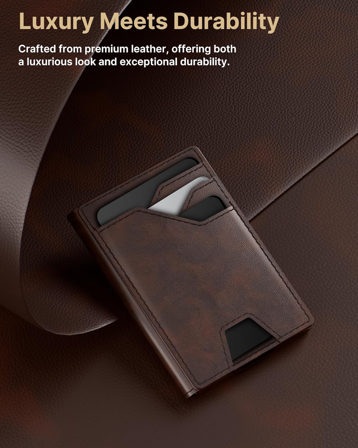 typecase Cartera de cuero para hombre Tarjetero, Marrón profundo, M...