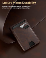 typecase Cartera de cuero para hombre Tarjetero, Marrón profundo, M...