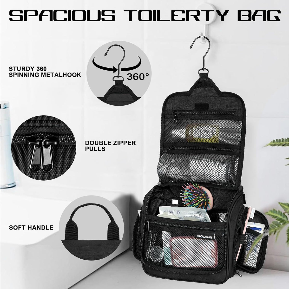 Neceser colgante para hombres y mujeres, organizador resistente al